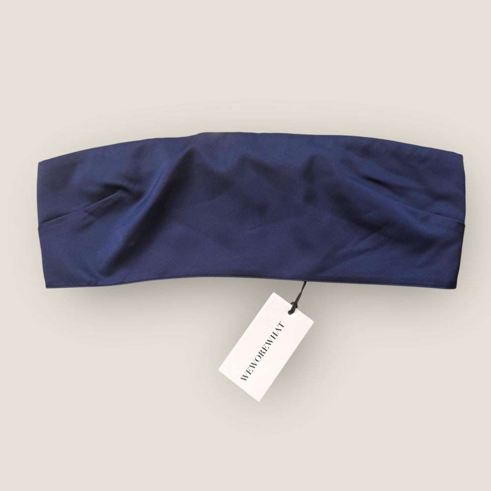 WeWoreWhat | Duchess Satin Bandeau Top | Navy | Size 4 | NWT